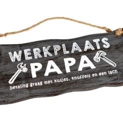 Bordje hangend 12x30cm werkplaats papa antique grey