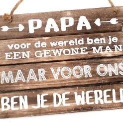 Tekstbord hangend 20x28cm papa wereld natural