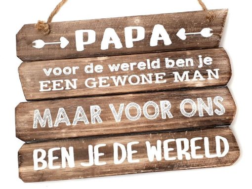 Tekstbord hangend 20x28cm papa wereld natural
