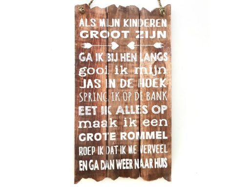 Tekstbord 55x30cm als mijn kinderen groot zijn natural