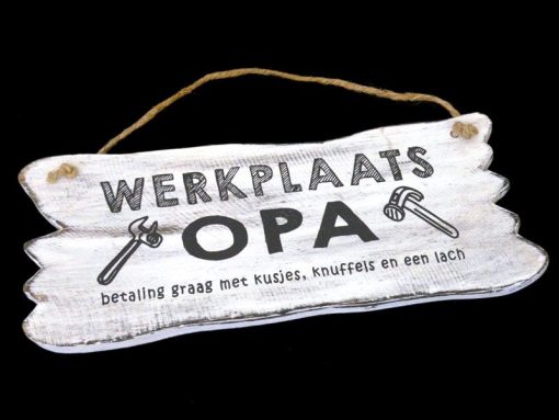 Bordje hangend 12x30cm werkplaats opa antique white