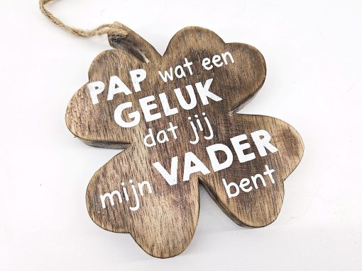 Klavertje Vier 16x13cm pap wat een geluk dat jij mijn vader bent natural