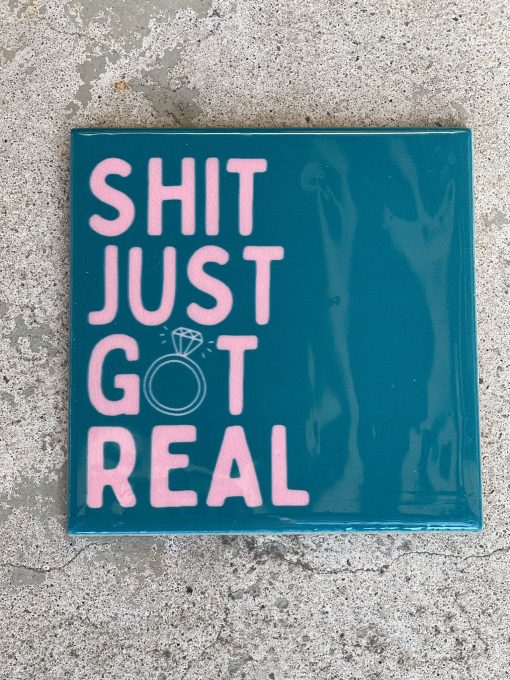 Tegeltje Shit just got real | Hippe Spreuktegel | Afscheid cadeau| Nieuwe woning cadeau | Housewarming cadeau |Verjaardagscadeau | Birthday |Verjaardag |brievenbuscadeau
