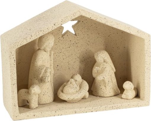 Aardewerk kerststal beige | kerststal | kerst | decoratief beeld
