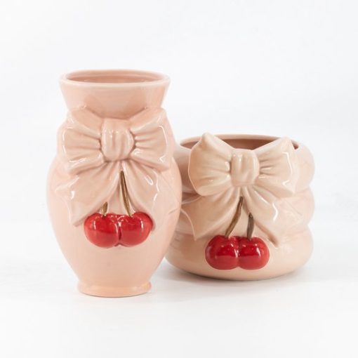 Aardewerk vaas bow cherry | bloemenvaas - Afbeelding 2