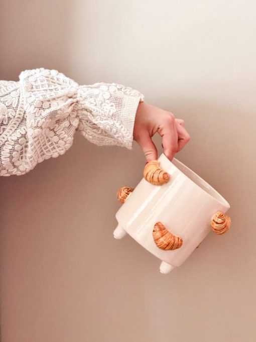 Aardewerk vaas croissants | bloemenvaas - Afbeelding 2
