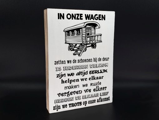 tekstblok in onze wagen wit 25x18cm