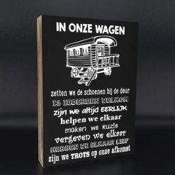 tekstblok in onze wagen zwart 25x18cm