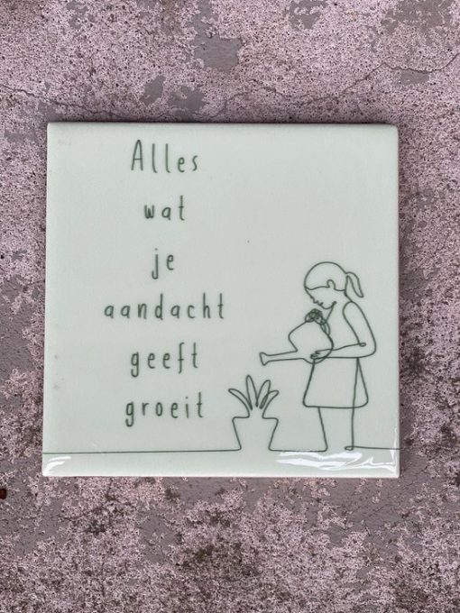 Tegeltje alles wat je aandacht geeft | Hippe Spreuktegel | Nieuwe woning cadeau | Housewarming cadeau |Verjaardagscadeau | Birthday |Verjaardag |brievenbuscadeau