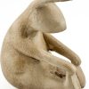 Aardewerk ornament konijn yoga beige - beeldje van een konijn - 10x6x11,5cm - decoratie beeldje