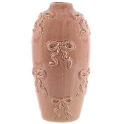 Aardewerk vaas Bows roze | bloemenvaas | 17,5x17,5x35cm