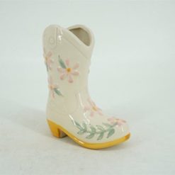 Aardewerk vaas cowboylaars beige