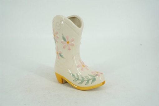 Aardewerk vaas cowboylaars beige