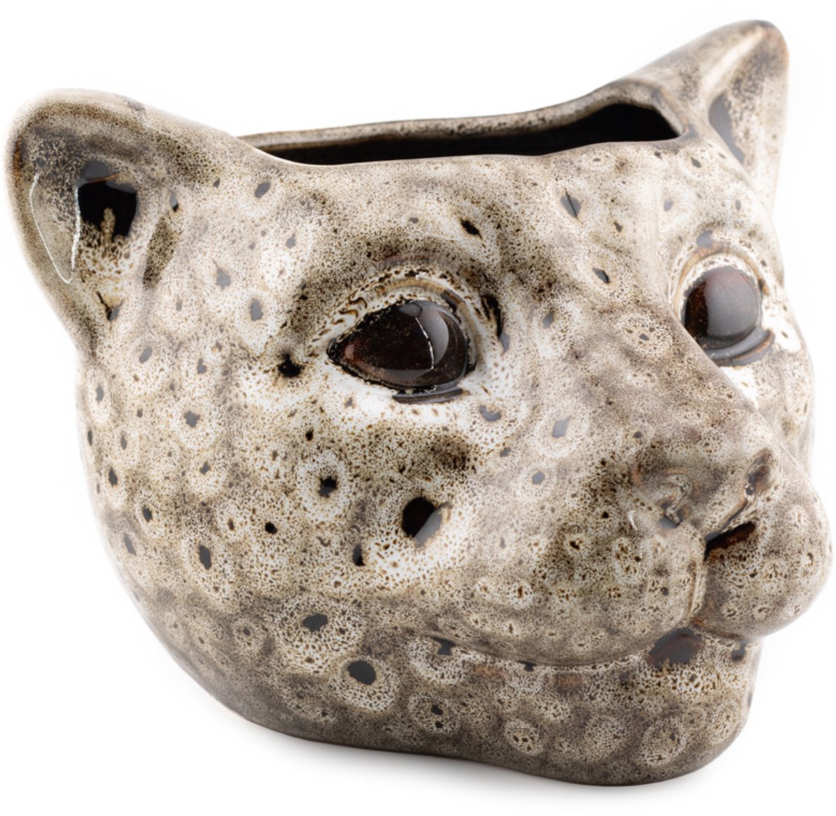 Aardewerk vaas luipaard speckled | vaas | 16,7x15x11,7cm