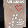 Tekstblok 25x18cm Liefs je harige vriendjes natural (wit - rood)