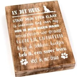 Tekstblok 25x18cm in dit huis hond natural