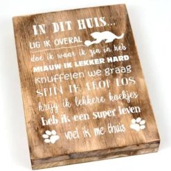 Tekstblok 25x18cm in dit huis kat natural