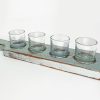 Plank incl. waxine glaasjes 2,5x40cm zee blauw