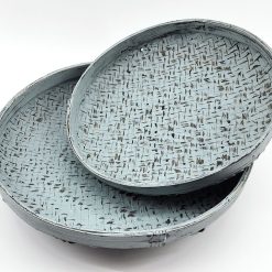 Schaal rotan set van 2 34x8x30x6cm zee blauw
