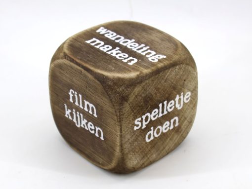 Dobbelsteen wat te doen 8x8cm naturel