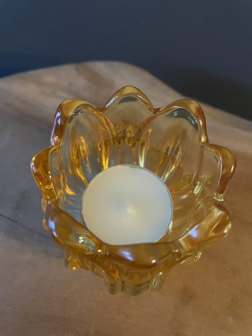 Waxinelichtje Tulp Geel Glazen kaarsenhouder | Tulpen | waxinelichthouder - Glass - Kandelaar - Kanderlaarset - Handgemaakt - Helder - Glas - Ronde vorm - Woon - Wonen - Decoratie - woonaccessoires - Woonaccessoire - Chique - Theelichthouder - Afbeelding 2