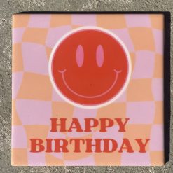 Tegeltje Happy birtday smiley | Hippe Spreuktegel | Afscheid cadeau| Nieuwe woning cadeau | Housewarming cadeau |Verjaardagscadeau | Birthday |Verjaardag |brievenbuscadeauerjaardag |brievenbuscadeau (kopie)