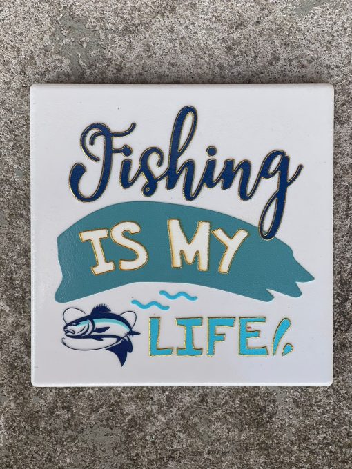 Tegeltje Fishing is my life | Hippe Spreuktegel | Afscheid cadeau| Nieuwe woning cadeau | Housewarming cadeau |Verjaardagscadeau | Birthday |Verjaardag |brievenbuscadeau