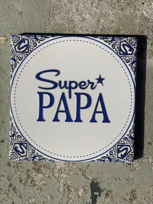 Tegeltje Super papa | Hippe Spreuktegel | Afscheid cadeau| Nieuwe woning cadeau | Housewarming cadeau |Verjaardagscadeau | Birthday |Verjaardag |brievenbuscadeau
