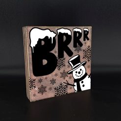 Tekstblok BRRRRRR naturel wit/zwart 18x18cm