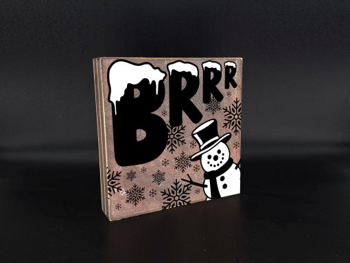Tekstblok BRRRRRR naturel wit/zwart 18x18cm