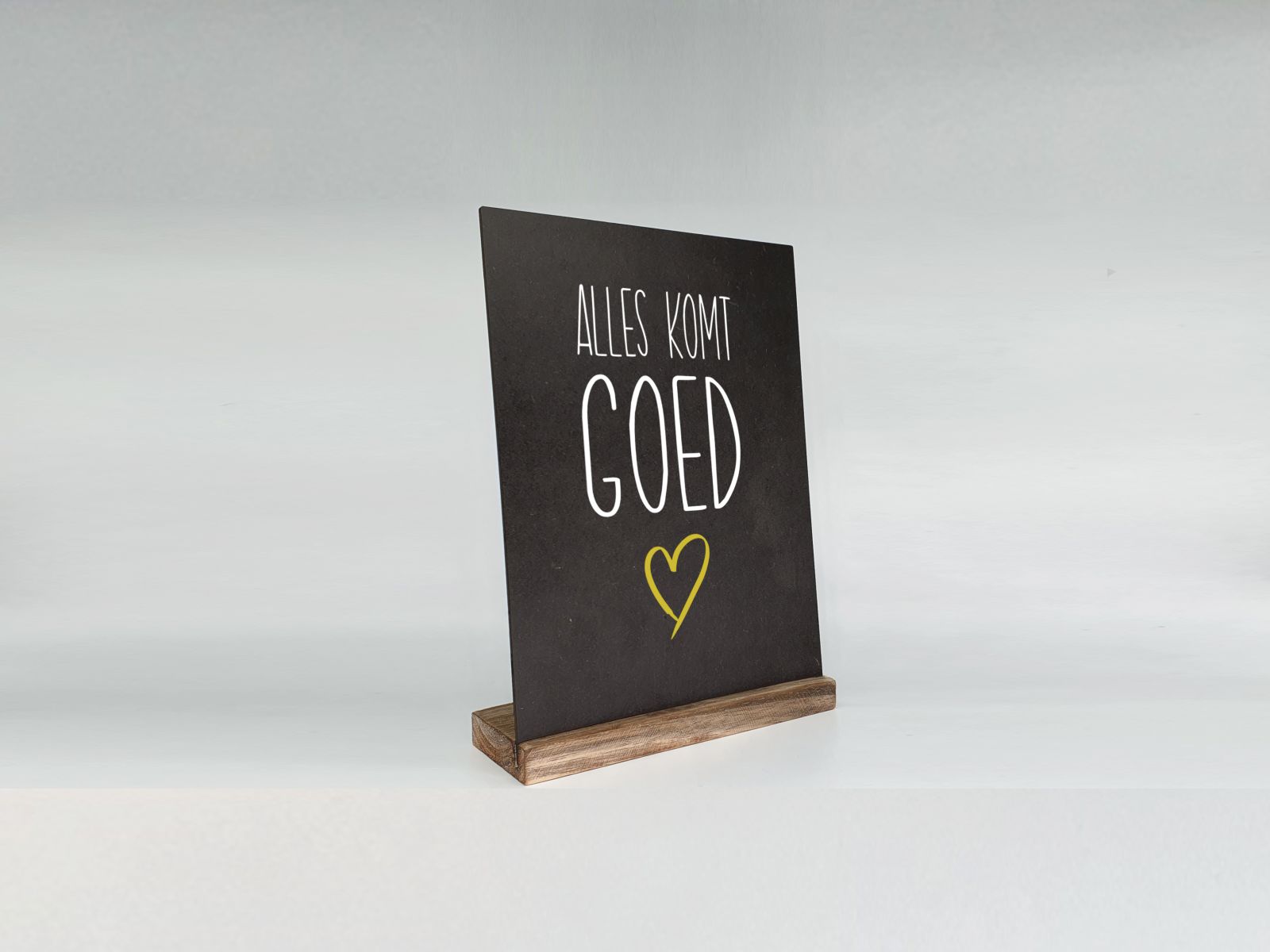 Tekstbord in standaard alles komt goed 21x15cm