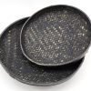 Schaal rotan set van 2 34x8x30x6cm zwart