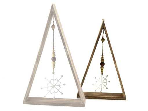 Kerst driehoek met hangende ster 48x29cm naturel (kopie)