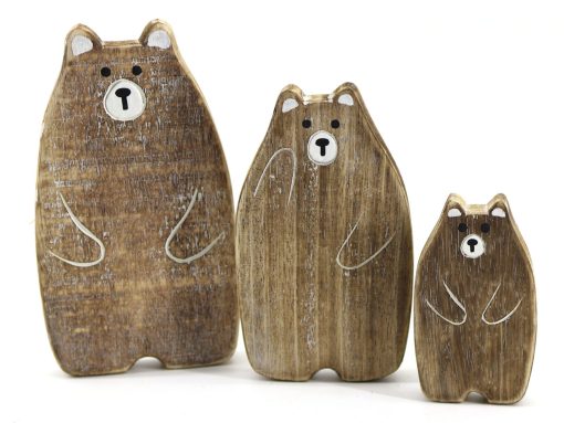 Familie beer 23x13cm naturel/wit
