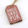 Hanger label Hallo ukkepuk baby Roze 6x4cm hout