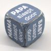 Dobbelsteen Mama Papa baby slaapt door 8x8cm