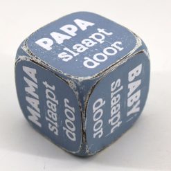Dobbelsteen Mama Papa baby slaapt door 8x8cm
