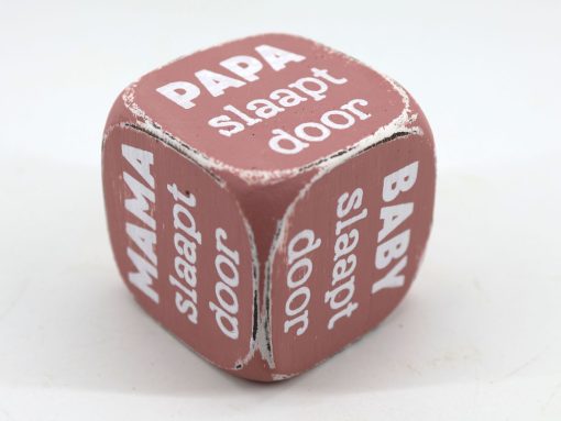 Dobbelsteen Mama Papa baby slaapt door 8x8cm