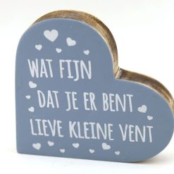 Teksthart wat fijn dat je er bent lieve kleine vent 15cm