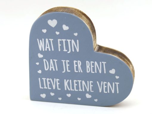 Teksthart wat fijn dat je er bent lieve kleine vent 15cm