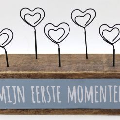 Foto houder 5 hartclips 15x20cm mijn eerste momenten blauw