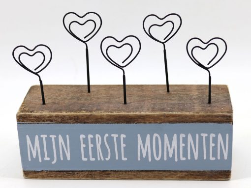 Foto houder 5 hartclips 15x20cm mijn eerste momenten blauw