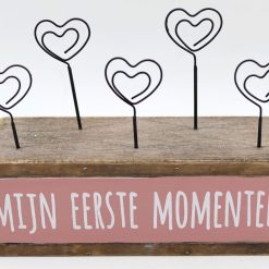 Foto houder 5 hartclips 15x20cm mijn eerste momenten roze