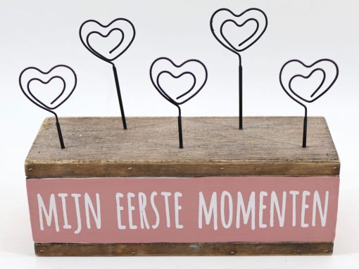 Foto houder 5 hartclips 15x20cm mijn eerste momenten roze