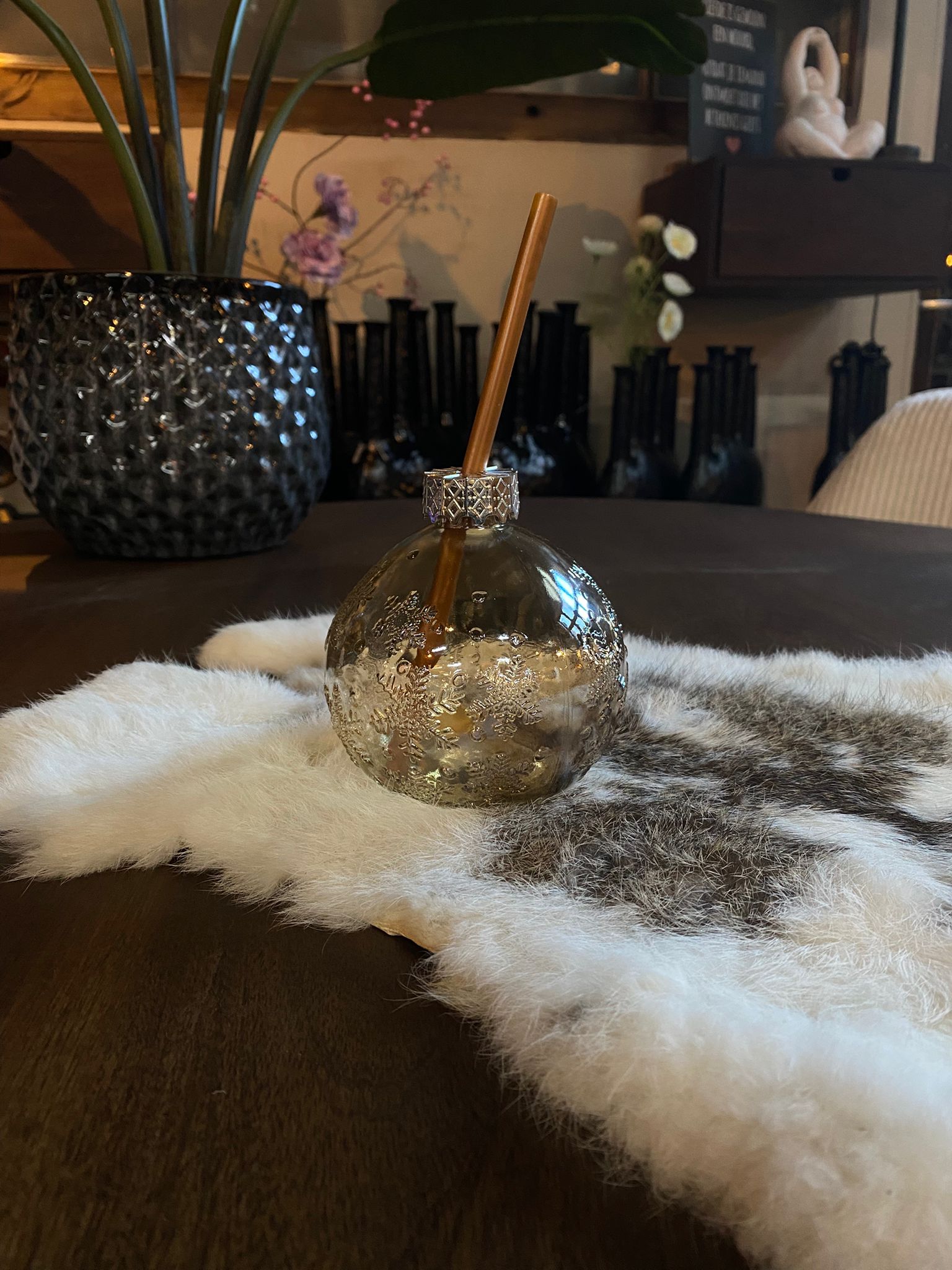 drinkglas kerstbal bruin