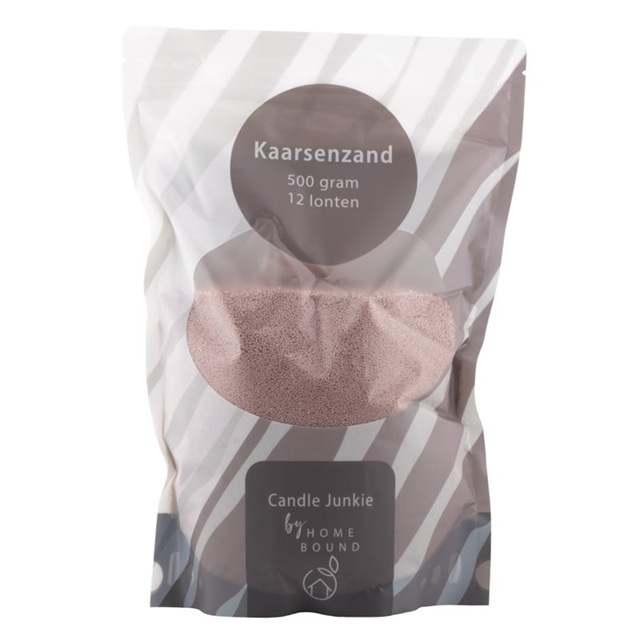 Kaarsenzand korrels zak 250 gr met 8 lonten taupe