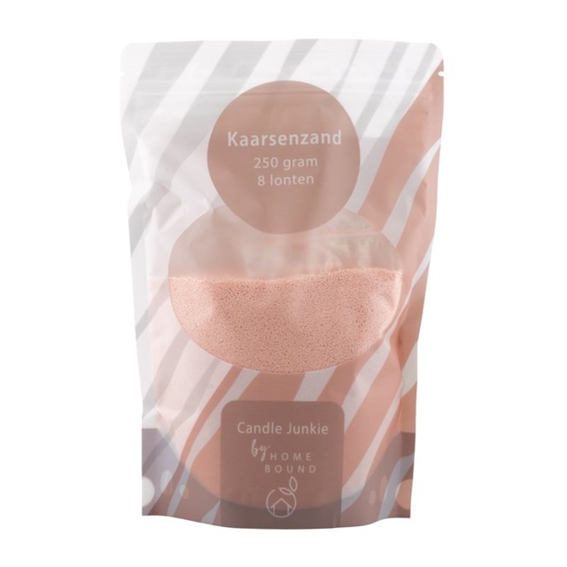 Kaarsenzand korrels zak 250 gr met 8 lonten zacht roze
