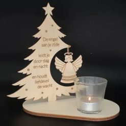 Waxine Kerstboom met engel 21x21cm De engel aan je zijde