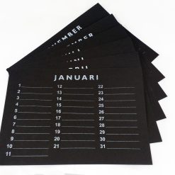 Setje kalenderbladen 27x20cm zwart