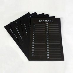 Setje kalenderbladen 21x16cm zwart